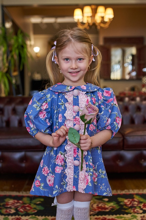 Çiçekli Kız Çocuk Elbise
