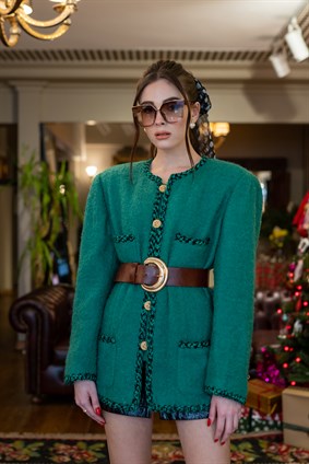 Vintage Yeşil Tüvid Ceket